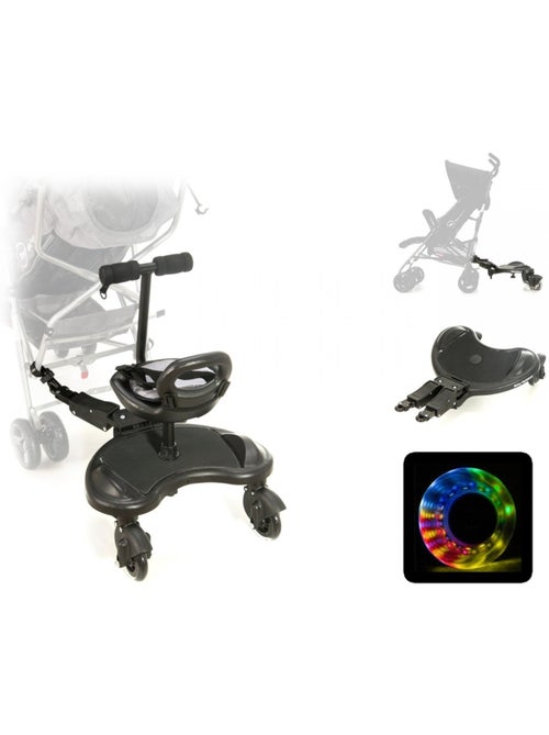 Planche poussette universelle siège enfant roues LED 2-5 ans 20kg léger - Kiabi Planche poussette universelle siège enfant roues LED 2-5 ans 20kg léger - Kiabi