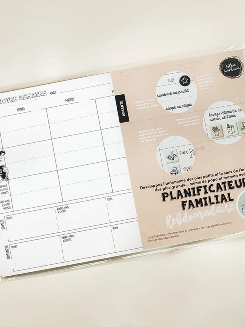 Planificateur magnétique familial Blanc - Kiabi
