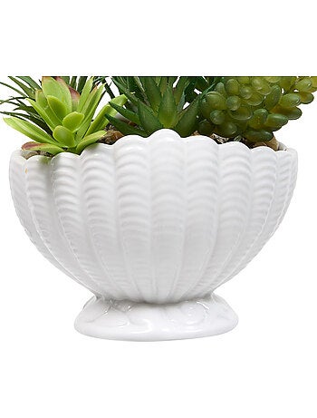 Plante artificielle avec pot coquillage OCEA
