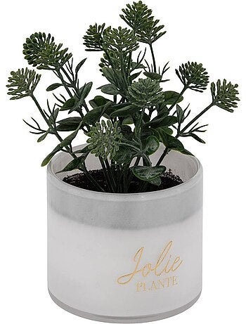 Plante artificielle en pot de verre