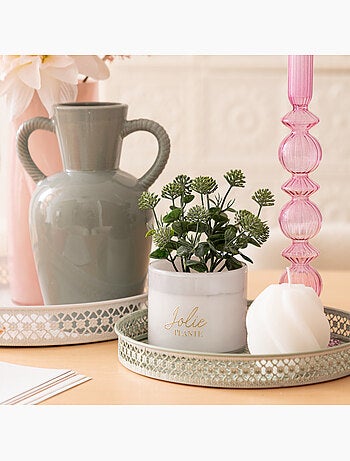 Plante artificielle en pot de verre