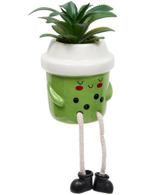 Plante artificielle en pot en céramique avec visage - Kiabi Plante artificielle en pot en céramique avec visage - Kiabi