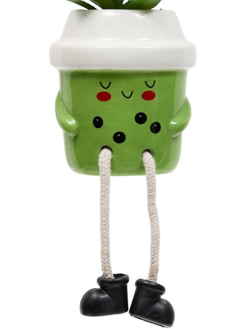 Plante artificielle en pot en céramique avec visage - Kiabi Plante artificielle en pot en céramique avec visage - Kiabi