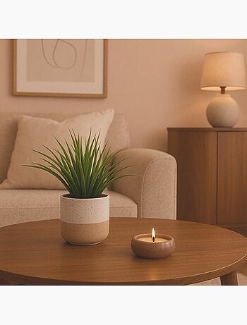 Plante artificielle pot céramique bicolore 26cm