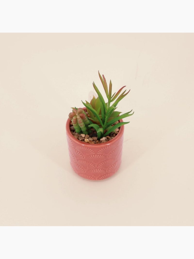 Plante artificielle pot céramique émaillée Orange - Kiabi