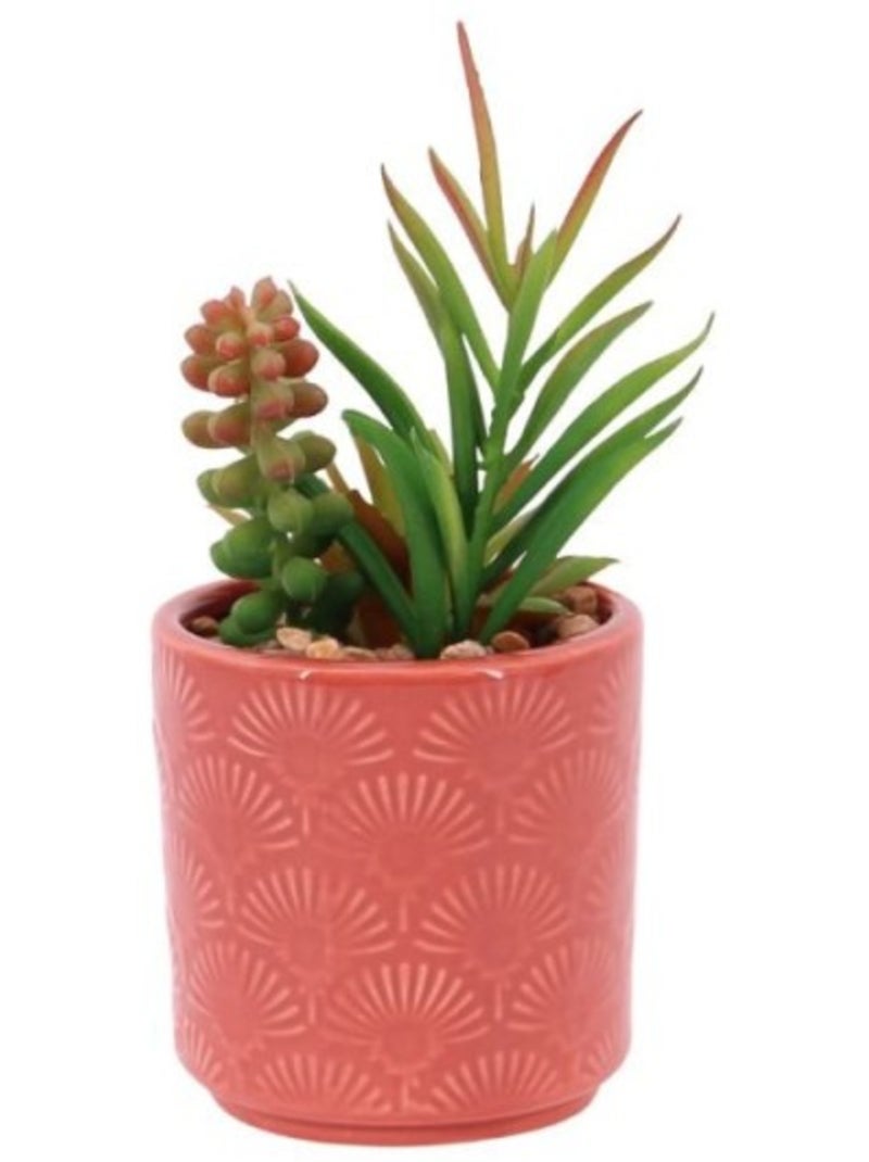 Plante artificielle pot céramique émaillée Orange - Kiabi