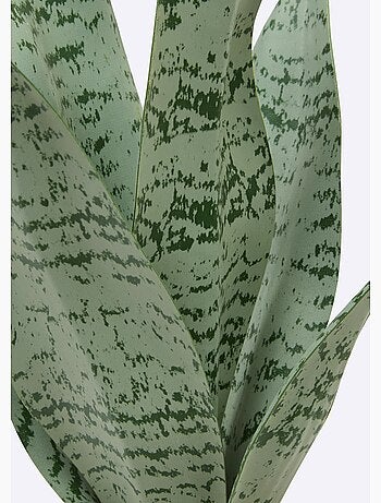 Plante artificielle, pot céramique rayée - Atmosphera