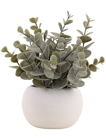 Plante artificielle pot ciment blanc 18cm