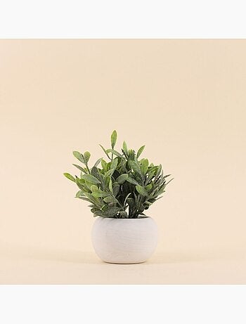 Plante artificielle pot ciment blanc 18cm