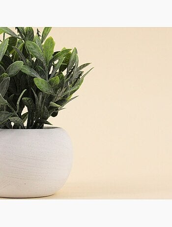 Plante artificielle pot ciment blanc 18cm
