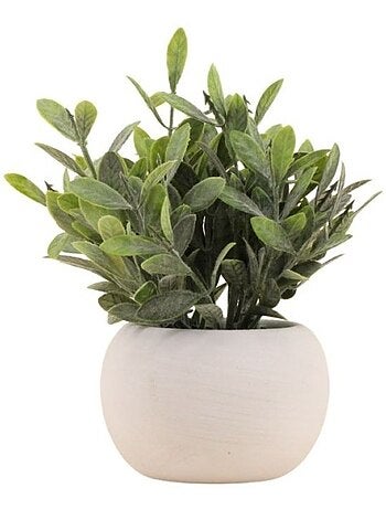 Plante artificielle pot ciment blanc 18cm