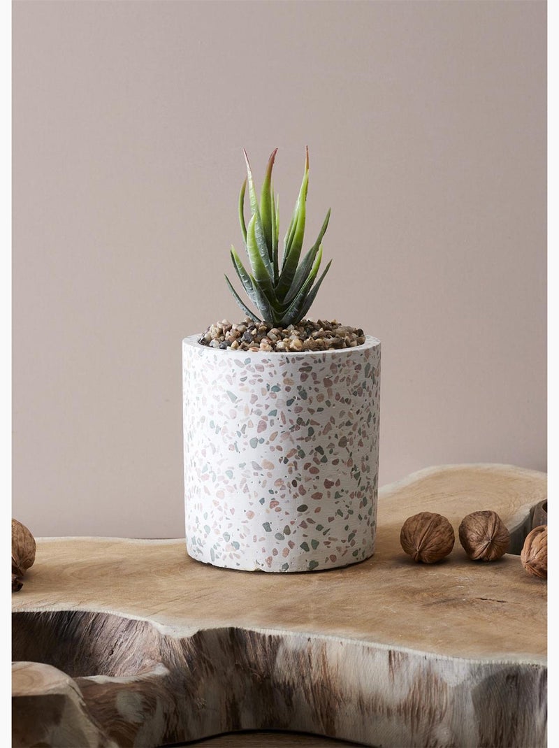 Plante artificielle + pot façon terrazzo - AFIBEL Blanc - Kiabi