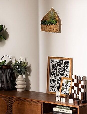 Plante artificielle suspendue avec panier en fibre de bambou JIKA