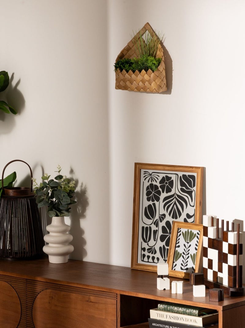 Plante artificielle suspendue avec panier en fibre de bambou JIKA Beige - Kiabi