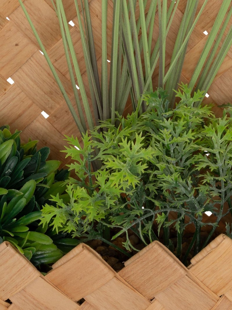 Plante artificielle suspendue avec panier en fibre de bambou JIKA Beige - Kiabi