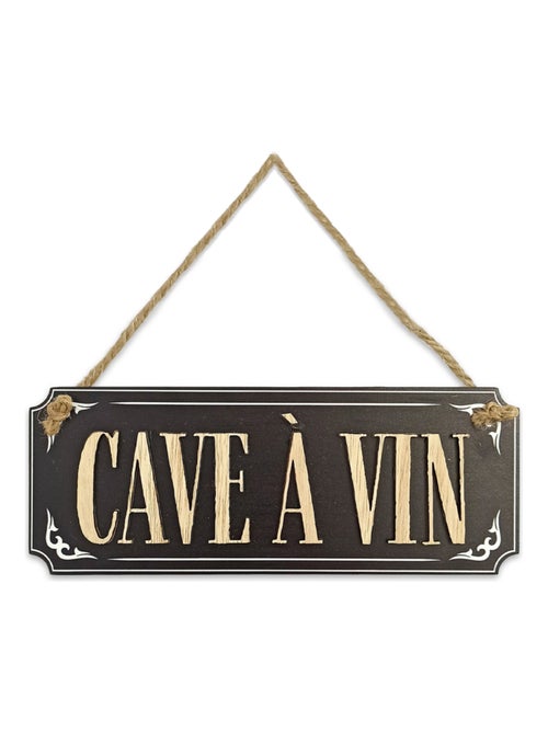 Plaque à suspendre en bois cave a vin - Kiabi
