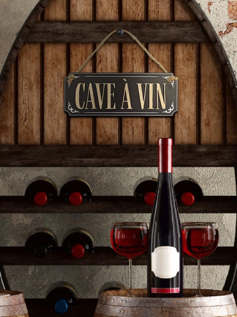 Plaque à suspendre en bois cave a vin Noir - Kiabi