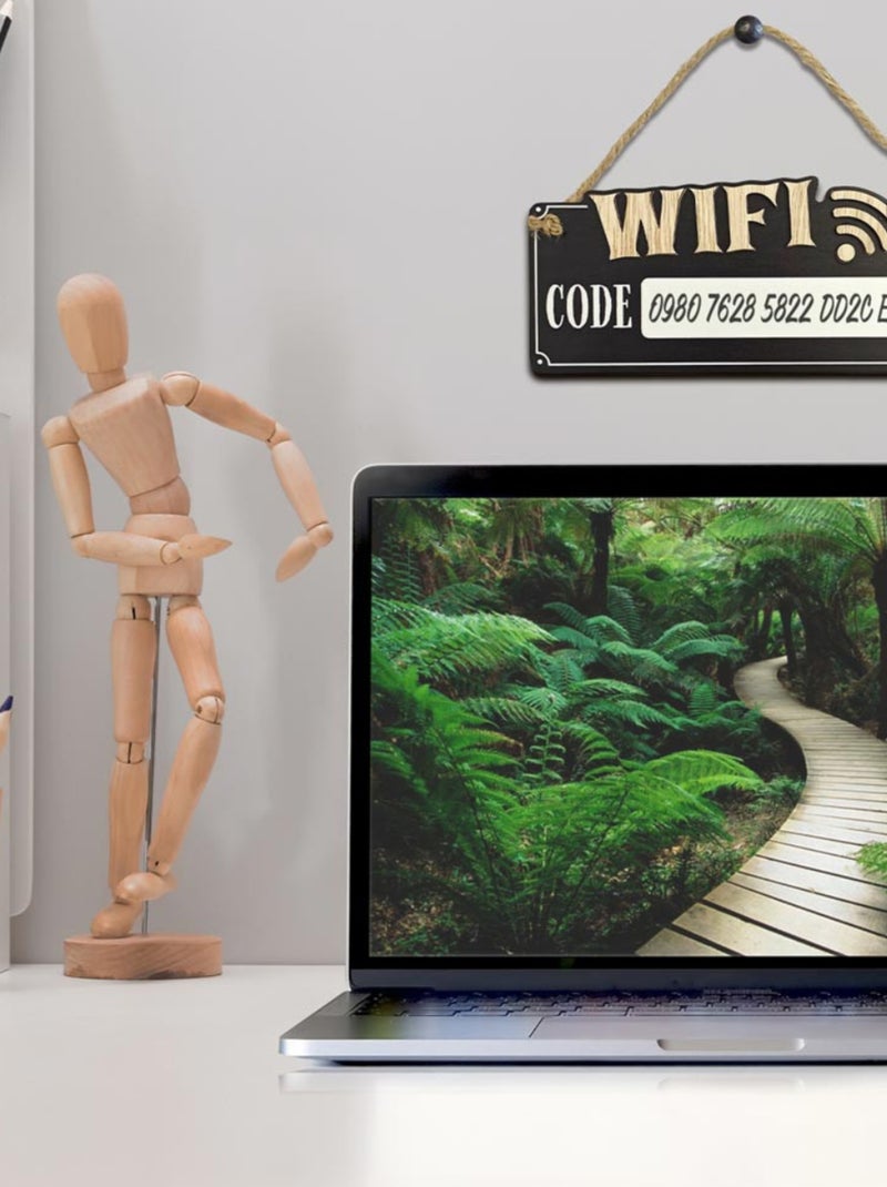 Plaque à suspendre en bois code wifi Noir - Kiabi