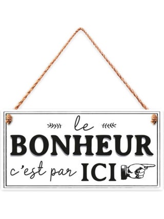 Plaque à suspendre en bois le bonheur
