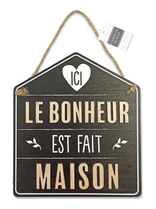 Plaque à suspendre en bois le bonheur est fait maison