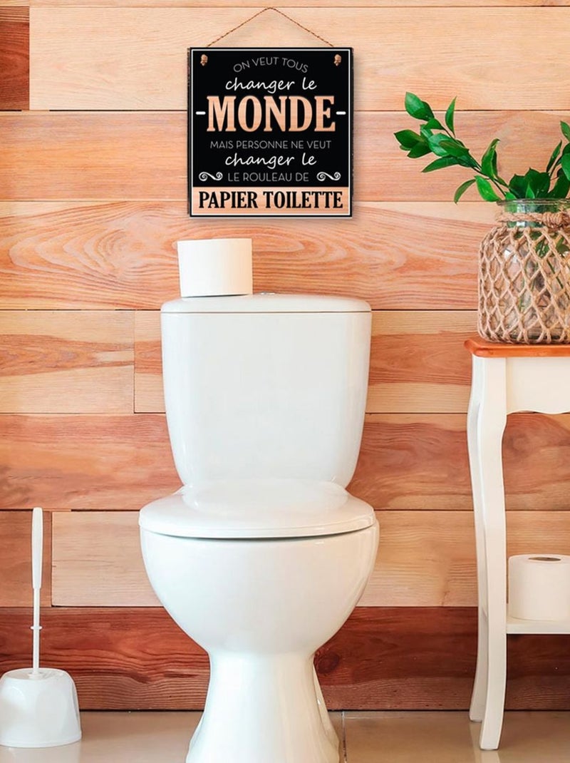 Plaque à suspendre en bois Noir - Kiabi