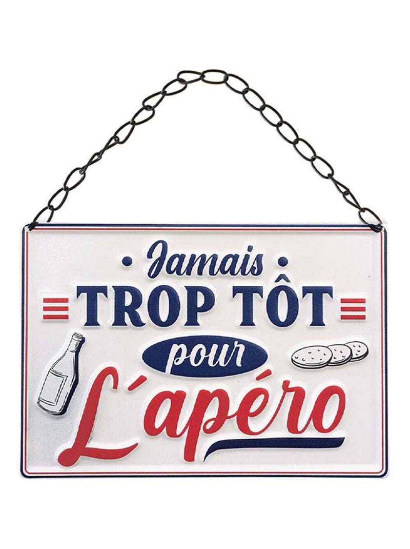 Plaque à suspendre en relief jamais trop tôt pour l'apéro Blanc - Kiabi