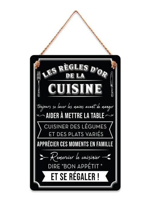 Plaque à suspendre en relief les règles de la cuisine - Kiabi