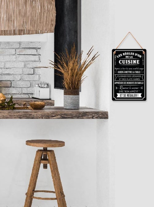 Plaque à suspendre en relief les règles de la cuisine - Kiabi