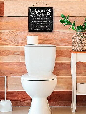 Plaque à suspendre métallique règles des toilettes
