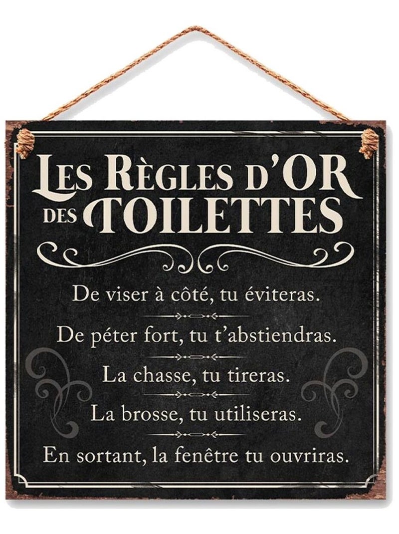 Plaque à suspendre métallique règles des toilettes Noir - Kiabi