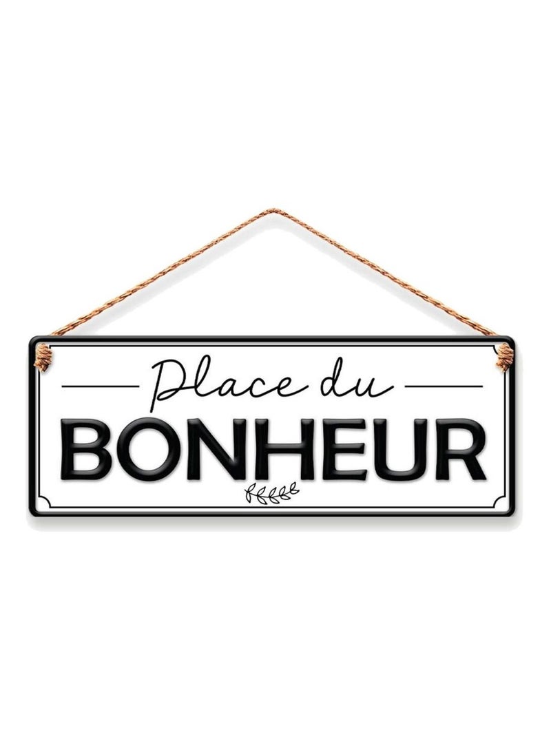 Plaque à suspendre relief - PLACE DU BONHEUR Blanc - Kiabi