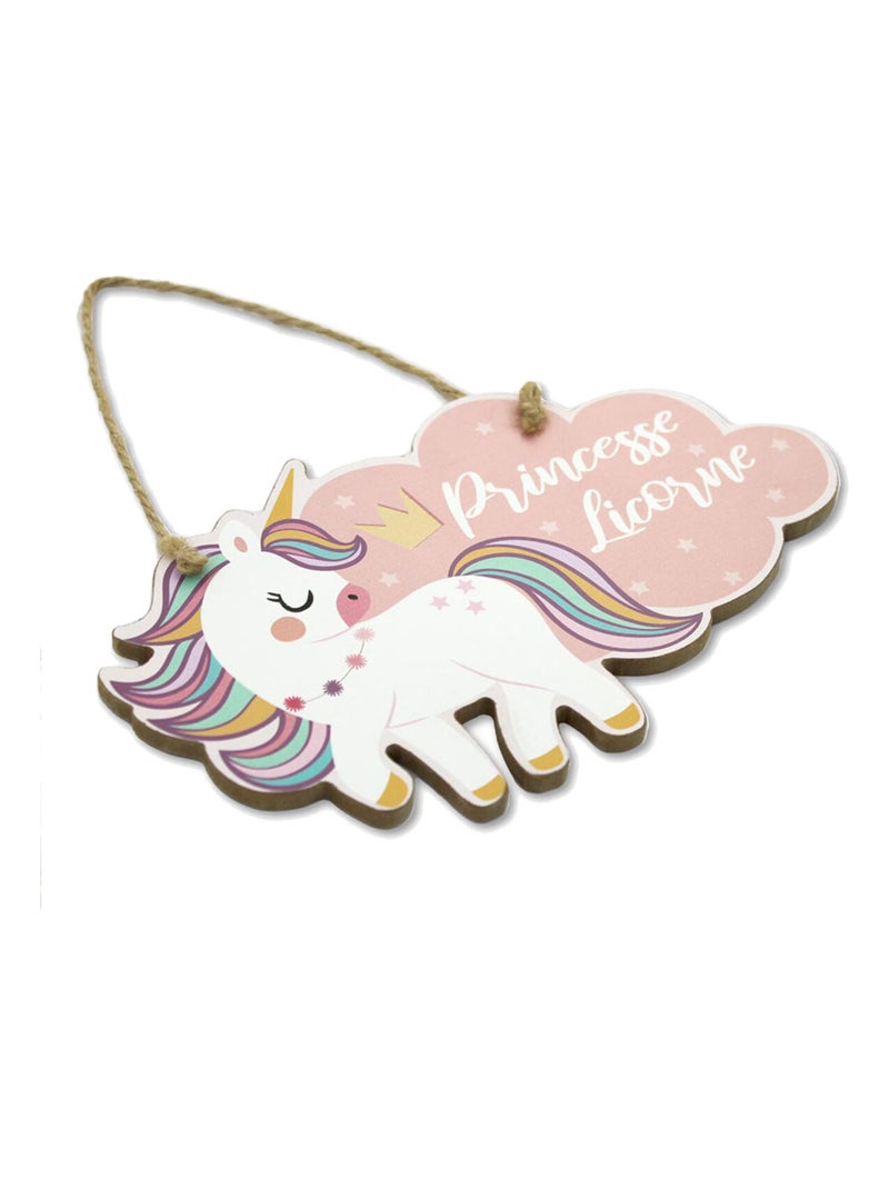 Plaque de porte de chambre licorne en bois Rose - Kiabi
