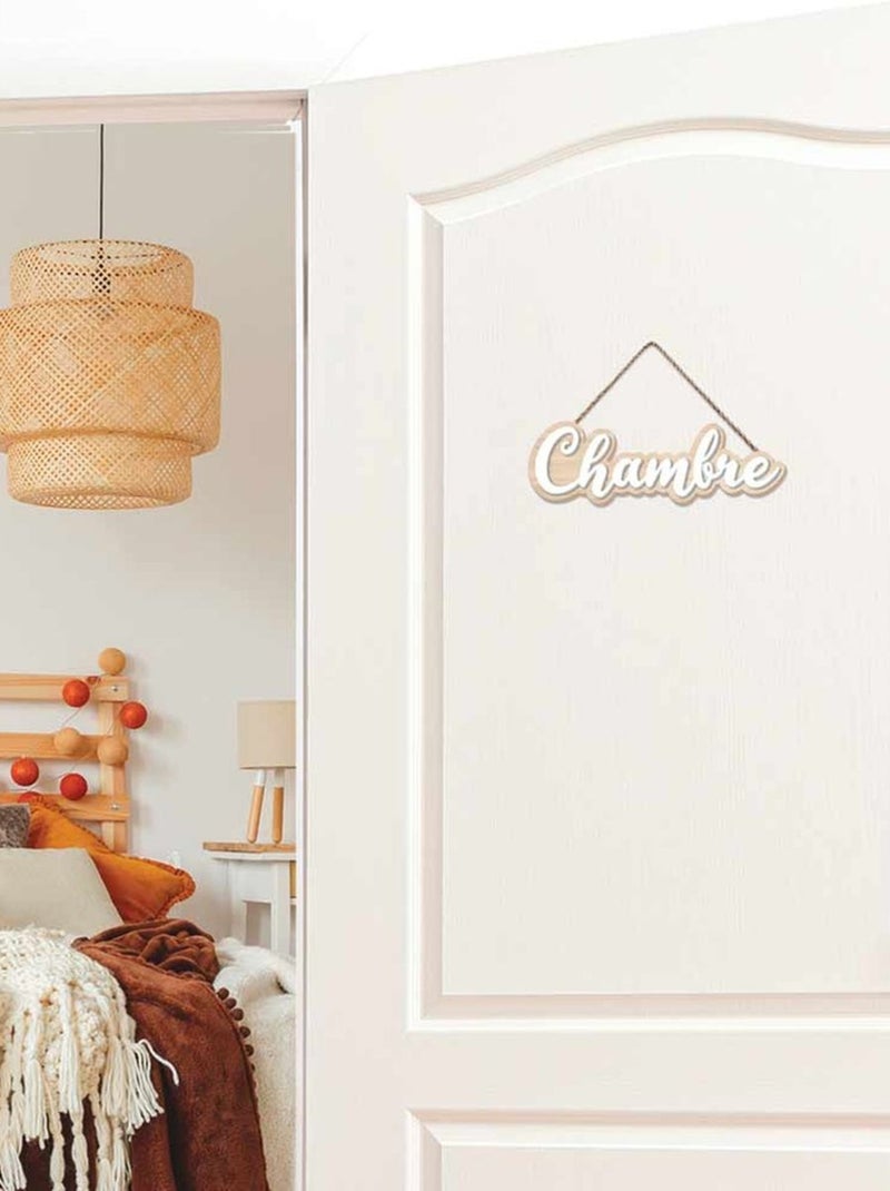 Plaque de porte en bois pour chambre Beige - Kiabi