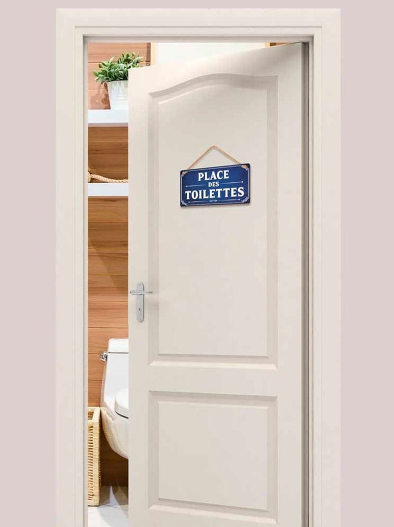 Plaque de porte en bois pour les toilettes Bleu - Kiabi