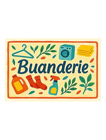 Plaque de porte en métal buanderie