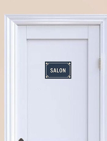 Plaque de porte en métal salon