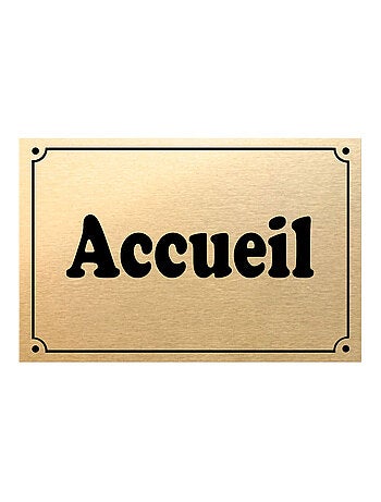 Plaque de porte métal or accueil