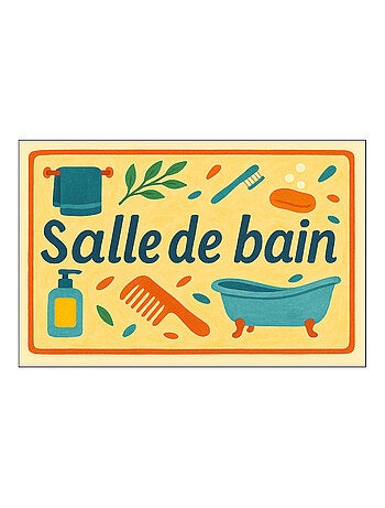 Plaque de porte métal salle de bain