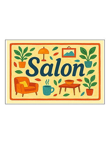 Plaque de porte métal salon