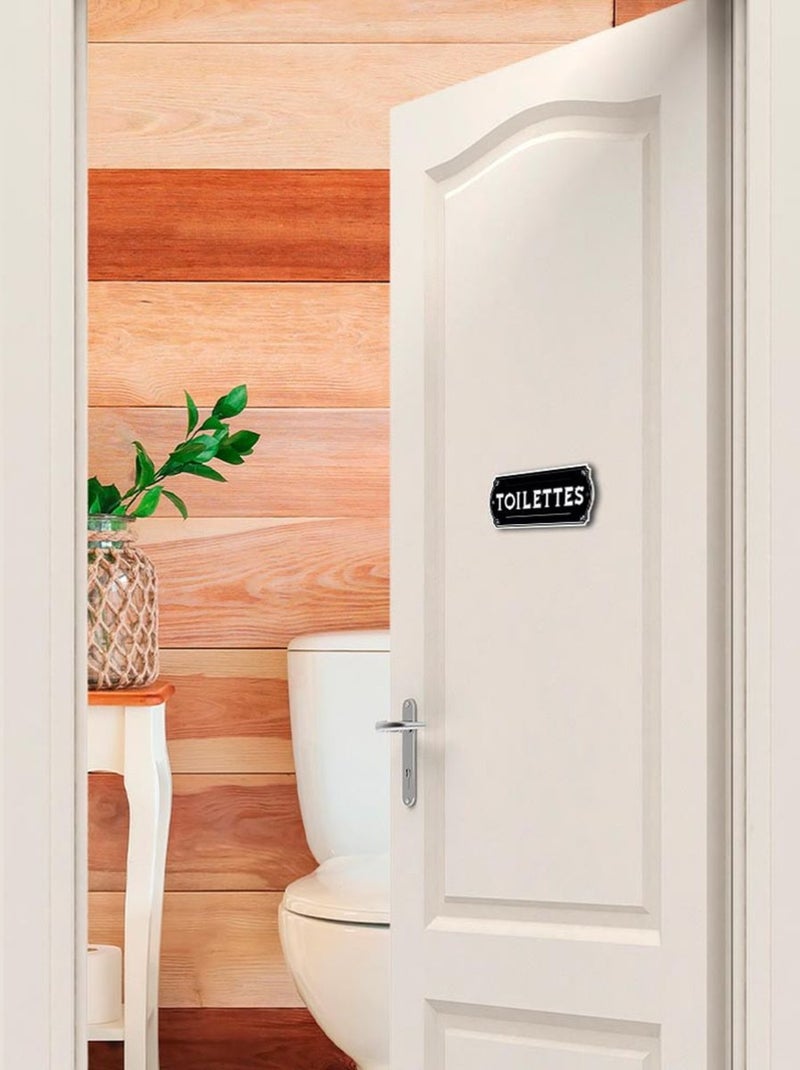 Plaque de porte pour les toilettes en métal Noir - Kiabi
