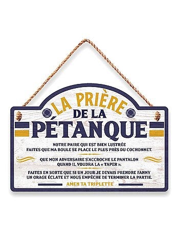 Plaque en bois à suspendre la prière de la pétanque