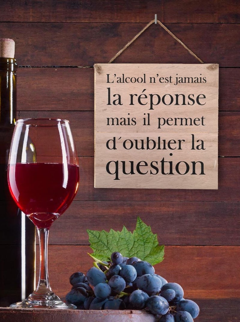 Plaque en bois à suspendre l'alcool n'est jamais Beige - Kiabi