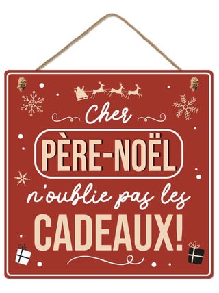 Plaque en bois à suspendre père noël