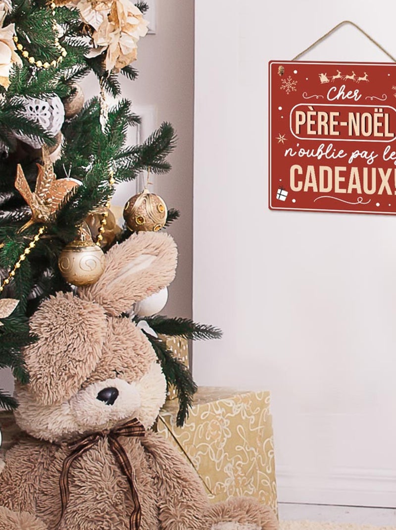 Plaque en bois à suspendre père noël Rouge - Kiabi
