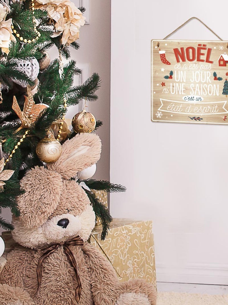 Plaque en bois à suspendre thème noël Beige - Kiabi