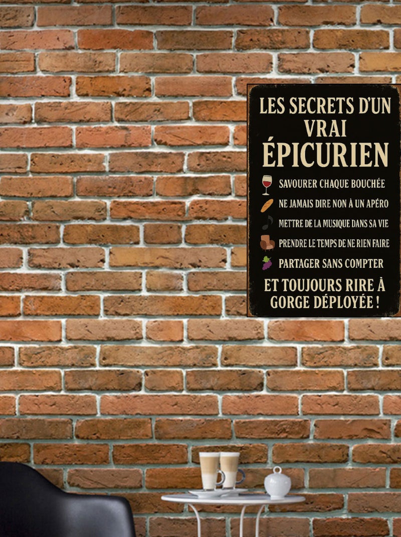 Plaque en métal les secrets d'un vrai épicurien Noir - Kiabi