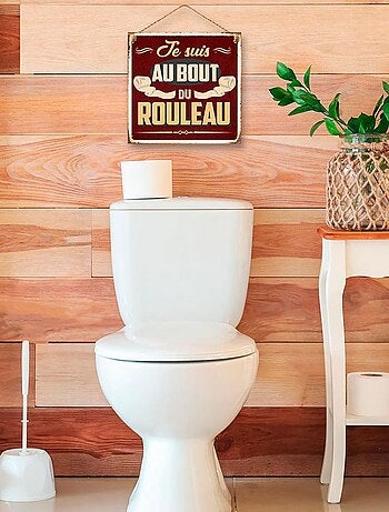 Plaque métal à suspendre Au bout du rouleau 20 cm