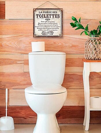 Plaque métal à suspendre Prière des toilettes 20 cm