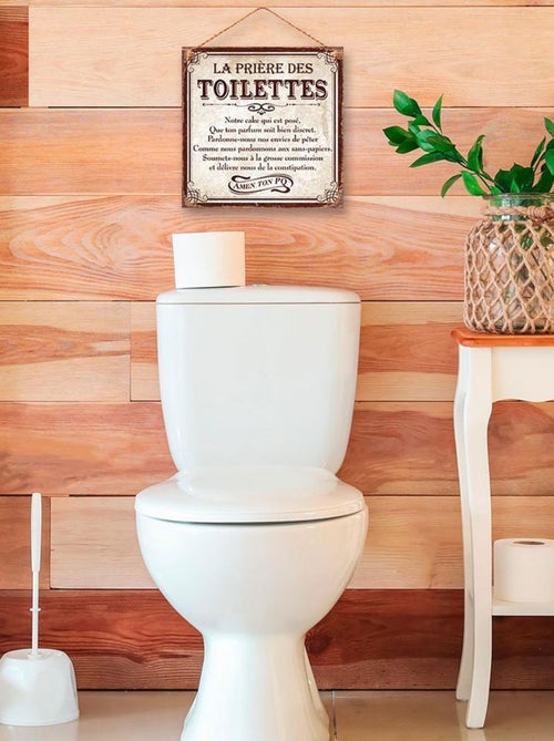 Plaque métal à suspendre Prière des toilettes 20 cm - Kiabi Plaque métal à suspendre Prière des toilettes 20 cm - Kiabi