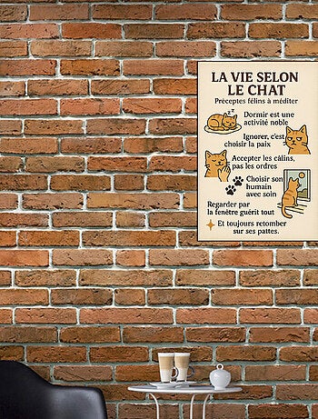 Plaque métal La vie selon le chat